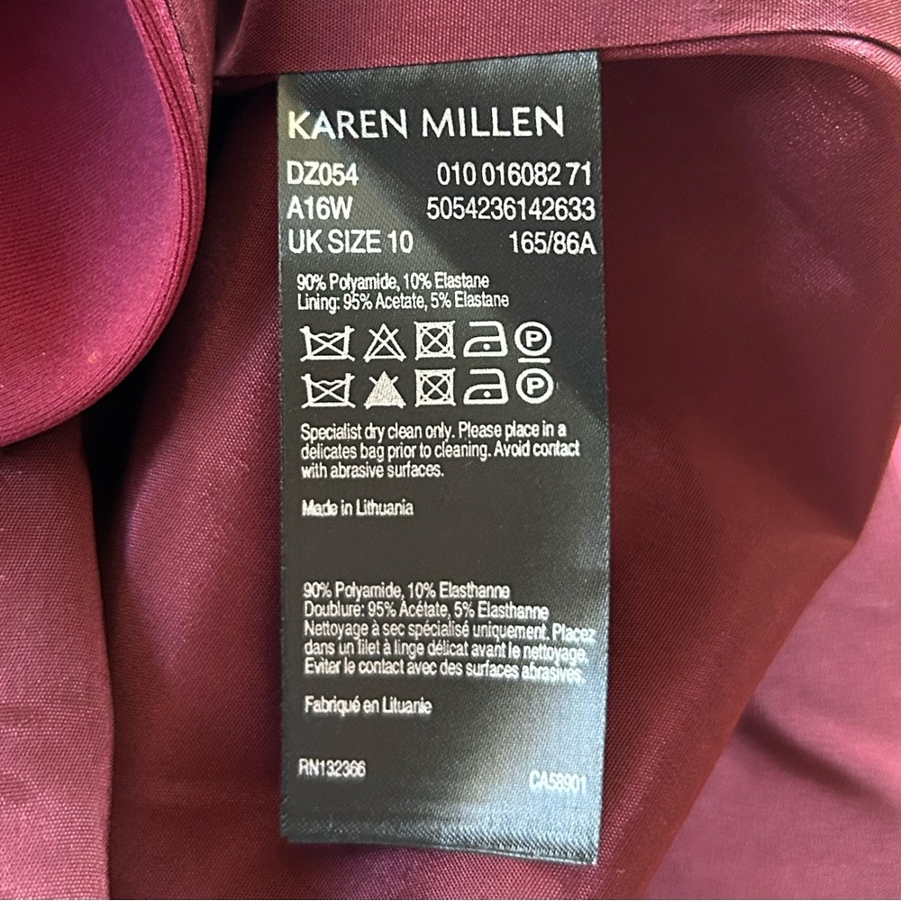 NWT Karen Millen Square Neck Pencil Dress Aubergine US 6 Career Office Cocktail - Picture 6 of 6